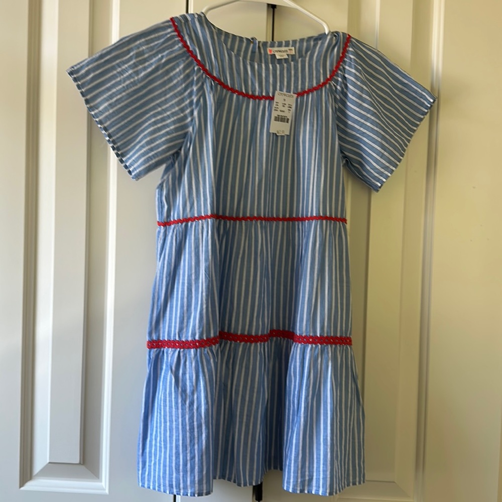 Crewcuts size 7 blue stripe dress NWT